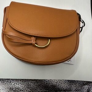 JJ Winters Tan Leather Crossbody Bag with Gold Accent